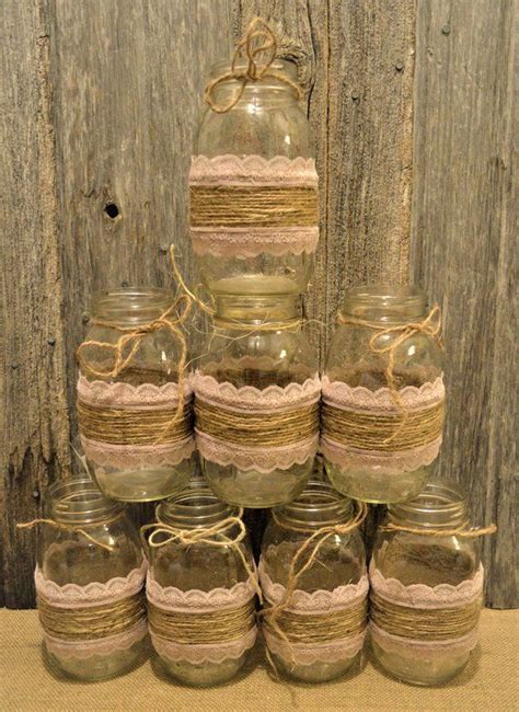 Burlap And Lace Mason Jar Sleeves These Are Twine Wrapped And Lace