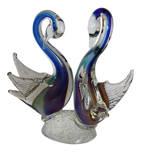 Signed Murano Art Glass Swans Chairish