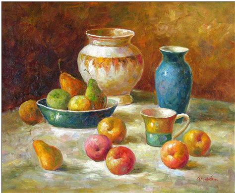 Cuisine Oil Paintingcuisine Vase And Fruit Oil Painting