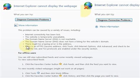 Internet Explorer Cannot Display The Webpage Diagnose Connection