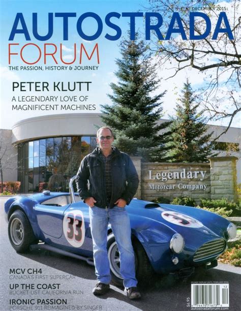 Peter Klutt On The Cover Of Autostrada Legendary Motorcar Company