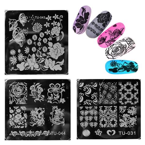 10pcslot Rose Design Nail Stamping Plates Stamp Nail Art Template