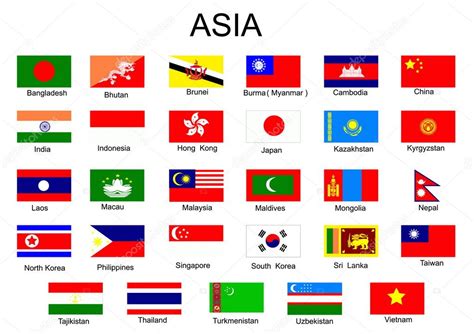 Lista De Todas Las Banderas De Los Países Asiáticos 2022