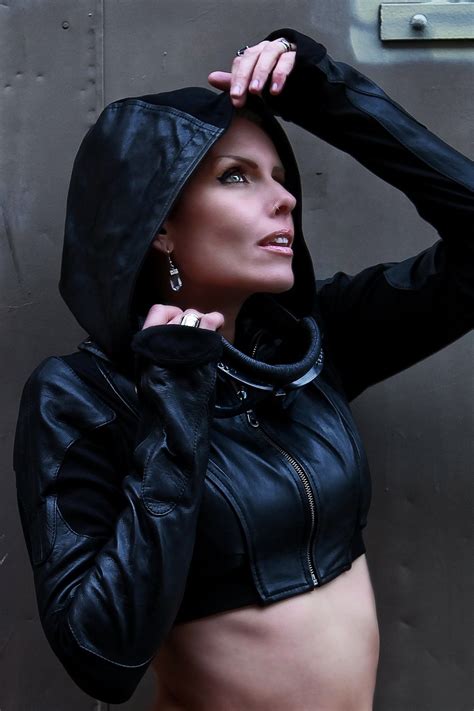 freq g hooded crop jacket leather