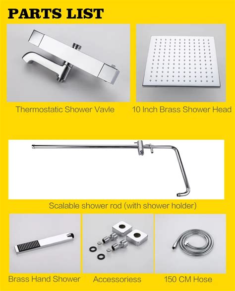 2019 Thermostatic Exposed Bathroom Shower Faucet Set 10 Inch Led