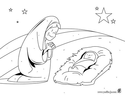 Dibujo para colorear : María y al niño Jesús