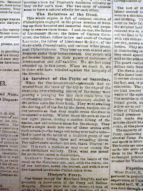 1862 Civil War Newspaper Philadelphia Inquirer W Battle Of Antietam