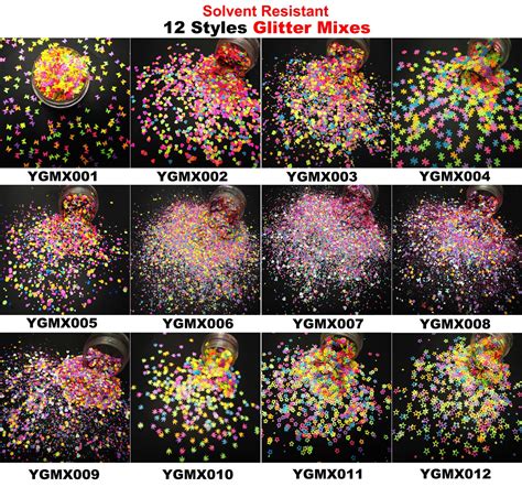 12styles Mix Neon Colors Solvent Resistant Glitter Shapes For Etsy