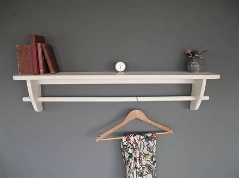 Wall mounted clothes rail and shelf ikea. Vintage Styled Wooden Clothes Rail With Top Shelf ...