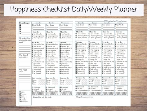 Instant Happiness Printable Planner With Checklists Keep Track Of Your