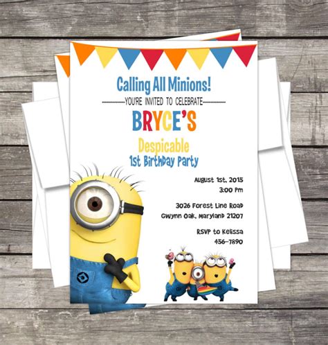 Minions Birthday Party Invitation Despicable Me Kids Etsy