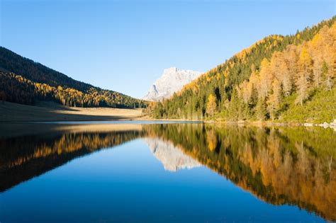 Premium Photo Mountain Panorama From Italian Alps Reflections On