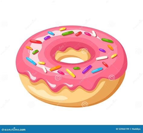 Donut With Pink Glaze And Chocolate Cartoon Vector
