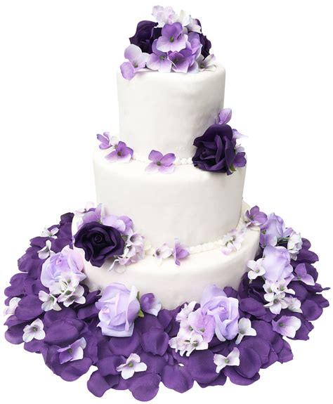 Purple Lavender Rose And Hydrangea Rose Flower Cake Toppers