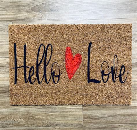 Hello Love Doormat Valentines Door Mat Valentine Day T Etsy