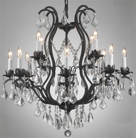 Wrought iron chandelier dressed with swarovski crystal. Black Wrought Iron Crystal Chandelier | Home Design Ideas