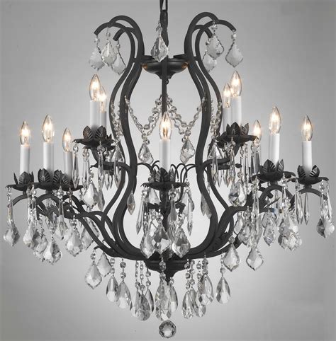 Black finish wrought iron chandeliers you're currently shopping chandeliers filtered by black and wrought iron that we have for sale online at wayfair. Black Wrought Iron Crystal Chandelier | Home Design Ideas