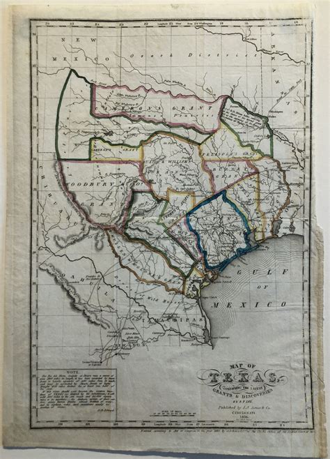 Very Rare Map Of The Early Texas Land Grants Circa 1836 Gallery Of