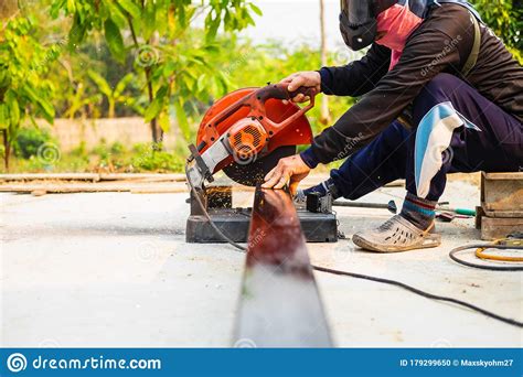The Steel Cutters Are Working To Cut Steel Stock Photo Image Of