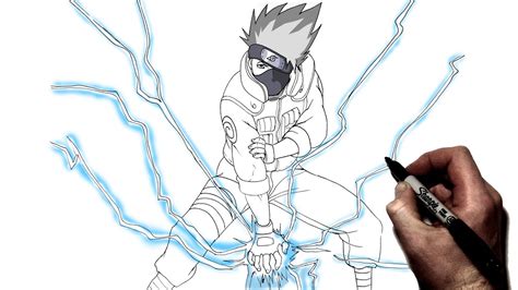 How To Draw Kakashi Chidori Stance Step By Step Naruto Youtube