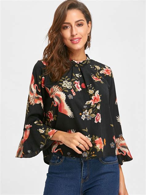 Flare Sleeve Floral Blouse 5024 Flared Sleeves Pretty Blouses