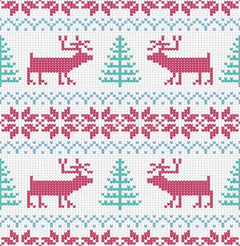 Nordic Knitted Seamless Pattern Vector Christmas Background Colorful