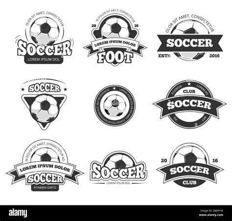 Football Soccer Club Vector Logo Badge Templates Set Of Black White