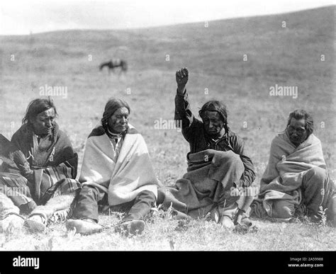 Edward S Curtis Native American Indians Four Atsina Men One With
