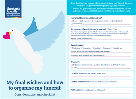 Final Wishes Funeral Considerations And Checklist Shepherds Friendly