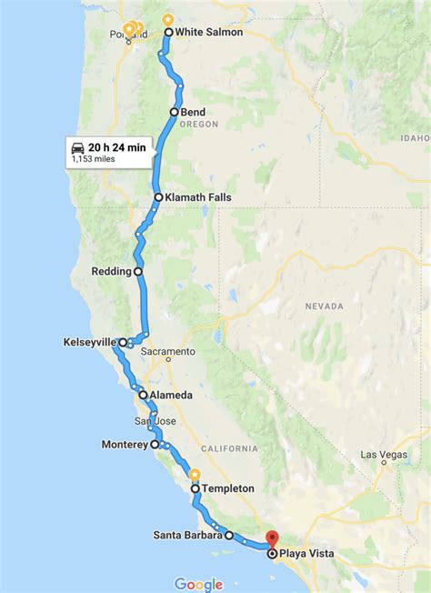Road Trip Map Of California Coast