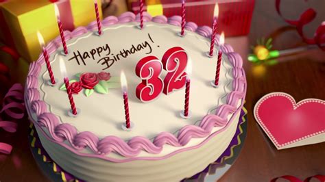 Happy 32nd Birthday Cake Animation Youtube