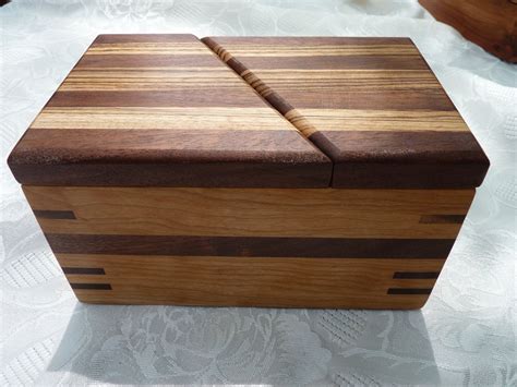 Handcrafted Wooden Jewelry Keepsake Box In Cherry With Swivel Top Lid