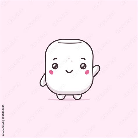Marshmallow Cartoon Mascot In Kawaii Style Vector Illustration Stock