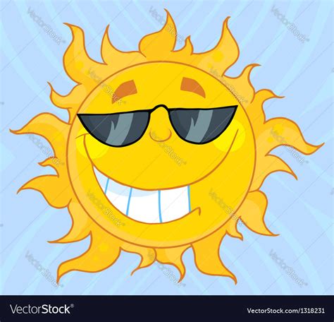Smiling Sun Mascot Cartoon Character With Sunglass