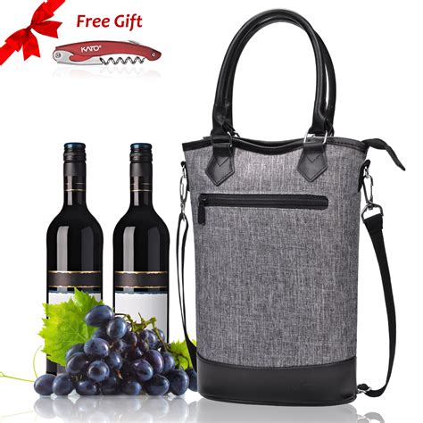 Kato Insulated Wine Tote Bag Travel Padded 2 Bottle Wine Champagne