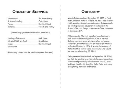 Writing Funeral Order Of Service