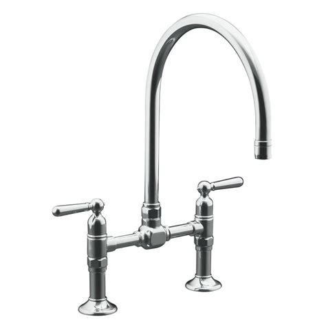 Kohler Hirise Deck Mount In Handle High Arc Bridge Kitchen Faucet In Polished Stainless