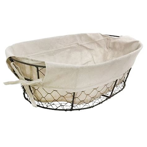 Oval Metal Basket With Burlap Liner Medium At Home