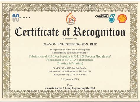 sample certificate of recognition template