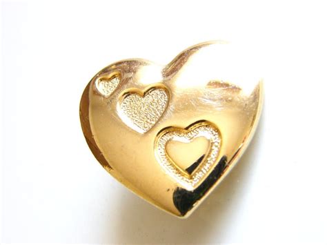 Vintage Heart Pin, Brooch Collector's Variety Club Gold-Tone Heart Embossed, Variety Club - Past 