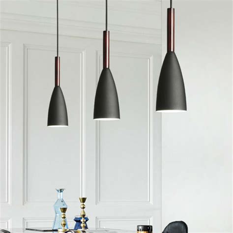 Black Pendant Lighting Bar Lamp Kitchen Modern Pendant Light Wood