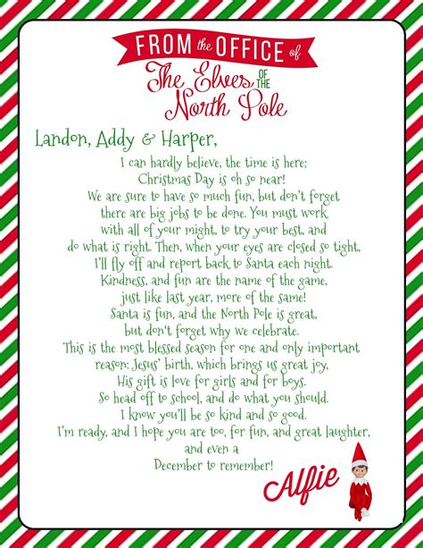 Growing Up Godbold Elf On The Shelf Welcome Letter With Free Printable