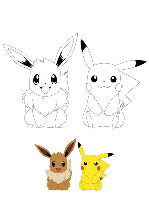 Coloriage Pikachu Et Evoli Coloriage Gratuit Imprimer Dessin