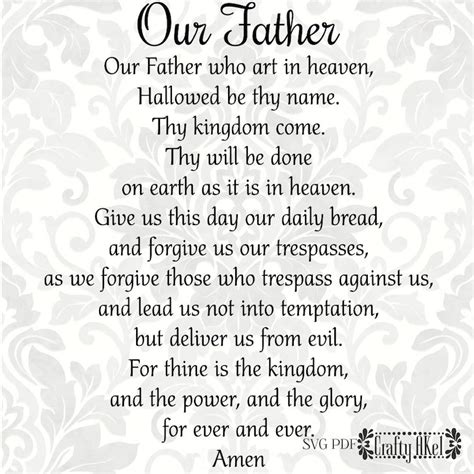 Our Father The Lords Prayer Svg Pdf Digital File Etsy