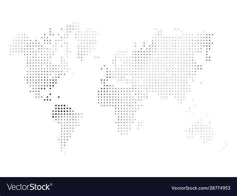 Dotted Map World Halftone Design Simple Flat Vector Image