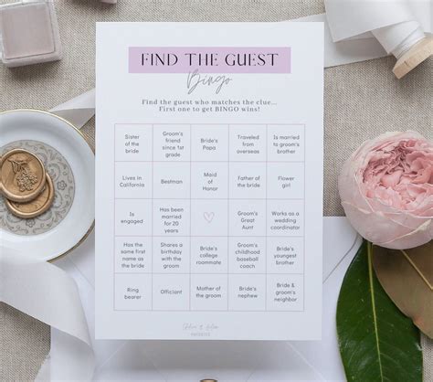 Bingo Board Template Wedding Bingo Template Wedding Bingo Etsy