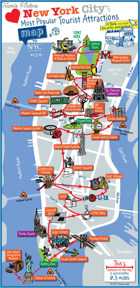 New York Map Tourist Attractions Travelsfinderscom