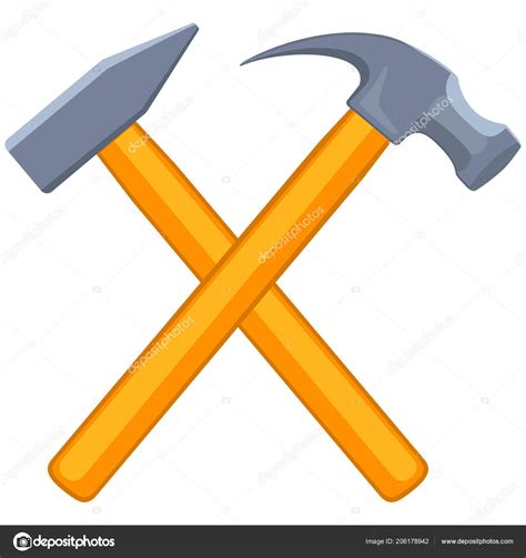 Colorful Cartoon Tow Crossed Hammers — Stock Vector © Bessyana 206178942