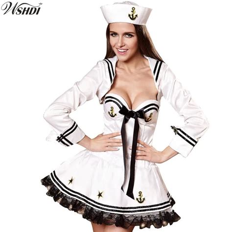 Aliexpress Com Buy Women Sexy White Navy Costume Maid Sailor Costume Pompon Maid Sailor Suit