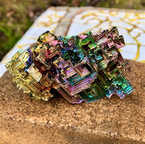 170g Large Rainbow Bismuth Crystal Cluster Specimen